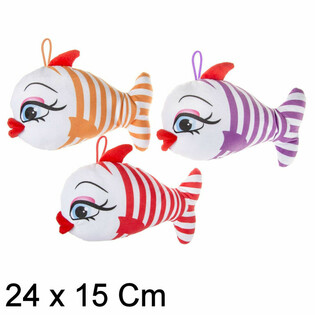 PLUCHE VROLIJKE VIS MET GROTE LIPPEN - 24 CM - MIX KLEUREN (12st.)