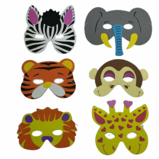 FOAM MASKERS - WILDE DIEREN (24st.)