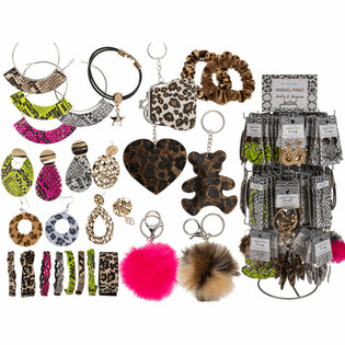 **MEGA GOEDKOOP** COMPLETE ANIMAL PRINT DISPLAY MET SIERADEN EN ACCESSOIRES (180st.)