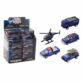 DIE CAST - MIX POLITIE VOERTUIGEN, SCHAAL 1:64 IN DISPLAY (24st.)