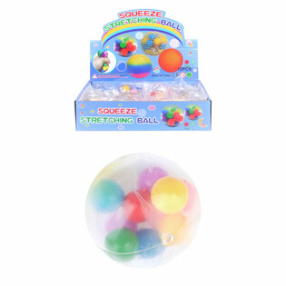 Squeeze Bal &Oslash;6cm met Pom Poms (Display van 12)