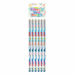 6-DELIGE MERMAID / ZEEMEERMIN POTLOOD MET GUM SET - IN DISPLAY (24SETS.)