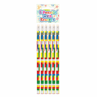 6-DELIGE BRICKZ BOUWSTENEN POTLOOD MET GUM SET - IN DISPLAY (24SETS.)