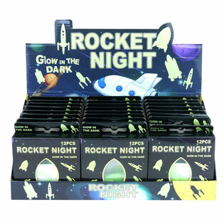 GLOW IN THE DARK ROCKET RUIMTEVAART VOOR AAN PLAFOND  IN DISPLAY (24st.)
