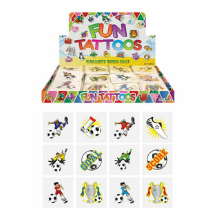 FUN TATTOO&rsquo;S - MODEL: VOETBAL, Elk pakjes12x Tattoo&rsquo;s IN DISPLAY (48st.)