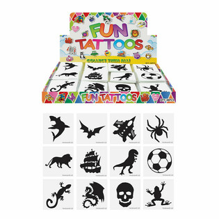 FUN TATTOO&rsquo;S - MODEL: JONGENS, Elk pakjes 12x Tattoo&rsquo;s IN DISPLAY (48st.)