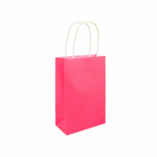 PAPIEREN TAS MET HENGSELS - 14x21x7Cm. - Kleur: NEON ROZE (24st.)