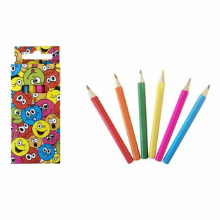 6-DELIGE KLEUR POTLOODJES SET - SMILEY (24st.)