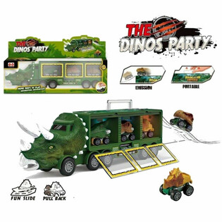 DINOSAURUS TRUCK MET 3x DINO AUTO’S - SPEELSET IN GROTE GIFTBOX (1st.)