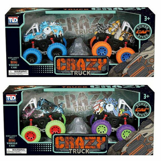 2-DELIGE GROTE FRICTIE CRAZY DINOSAURUS MONSTER TRUCKS - IN LUXE GIFTBOX - MIX KLEUREN (1st.)