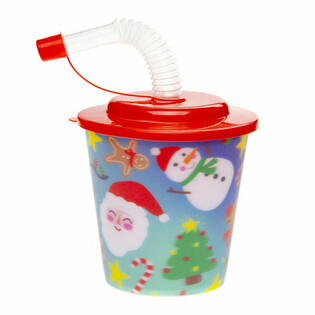 Kerst Drinkbekers / Ijsbekers met Rietje (12 stuks)