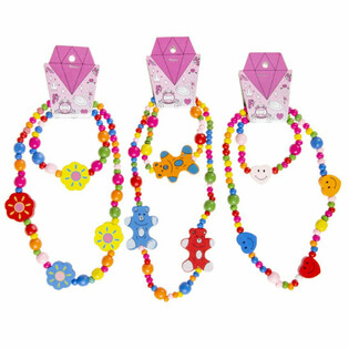 VROLIJKE HOUTEN KINDERKETTING + ARMAND SET (48st.)