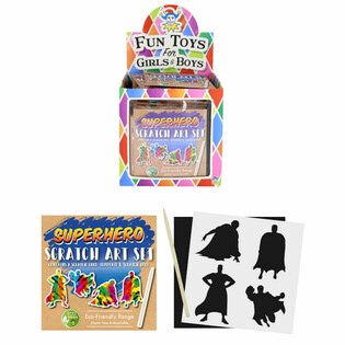 ECO FRIENDLY - MAGISCHE KLEUREN SCRATCH PAPIER - SUPER HERO / SUPERHELDEN IN DISPLAY (108st.)