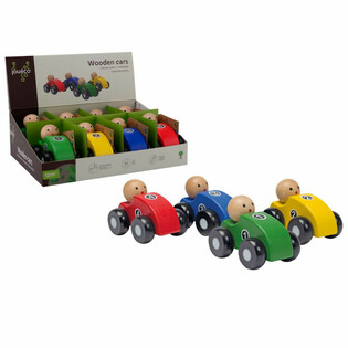 JOUECO - HOUTEN AUTO&rsquo;S IN DISPLAY - Geschikt voor kinderen vanaf: 12 Maanden (8st.)