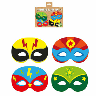 ECO FRIENDLY - SUPERHELDEN PAPIEREN MASKERS (1 Verpakking a 12st.)