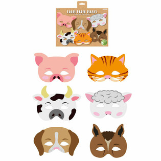 ECO FRIENDLY - BOERDERIJ DIEREN PAPIEREN MASKERS (1 Verpakking a 12st.)