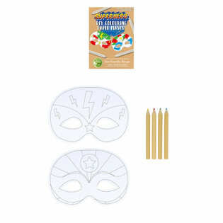 ECO FRIENDLY - KLEUR JE EIGEN SUPER HELDEN MASKER INCLUSIEF 4 POTLODEN (12st.)
