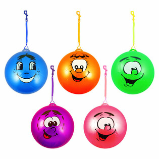 SMILEY FACE BAL MET KOORD / BUNGEEBAL &Oslash;23 Cm (24st.)