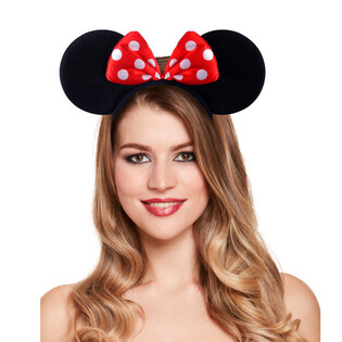 MOUSE EARS DIADEEM MET ROOD WITTE STRIK (50st.)