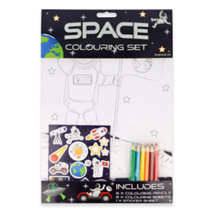 Grote Space / Ruimtevaart Kleurset - Inclusief Potloden en Stickers (12st.)