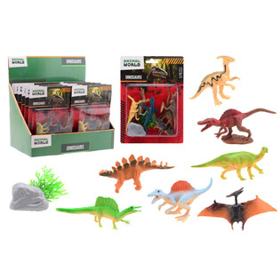 ANIMAL WORLD - DINOSAURUS SPEELSET 8-DELIG OP KAART - IN DISPLAY (12st.)