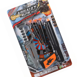 ASSAULT ELITE - PISTOOL MET ZUIGNAP PIJLTJES EN MES OP GROTE KAART (6st.)