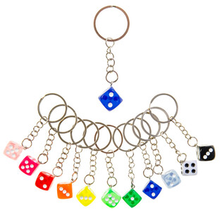 Sleutelhanger met Dobbelsteen - Mix Kleuren (48 stuks)