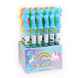 GROTE BELLENBLAAS STAAF 35 CM - UNICORN / EENHOORN IN DISPLAY (24st.)