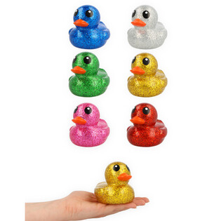 GROTE MIX GEKLEURDE GLITTER BADEENDJES - AFM: 10x8x8 CM - GLITTER DUCKS - (6st.)