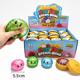 RAGE - Squishy GLITTER Bun Dumplings KLEIN (Afm. 5.5 x 5.5 x 3 Cm) - Viral 2026 Fidget Toy (24st.)