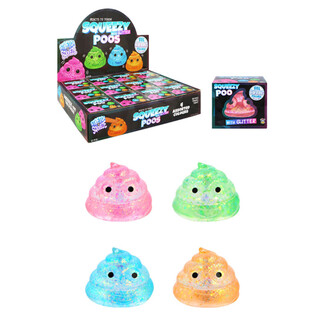 SQUEEZE POEP - MET SUGAR GEL GLITTER VULLING - MIX KLEUREN - IN DISPLAY (12st.)